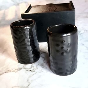 Ceramic Tequila Shot Glasses from Mexico, Black, NIB